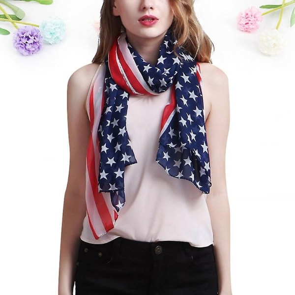 1 stk. Amerikansk flagg skjerf solbeskyttelse kappe chiffon skjerf KLB