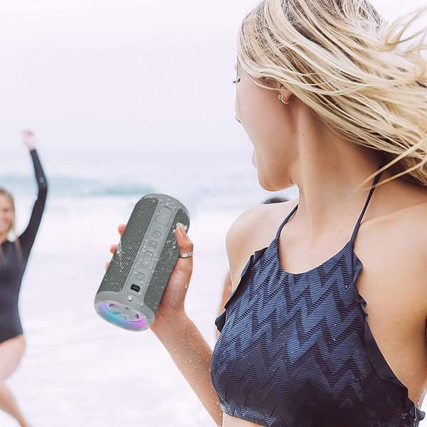 Bærbar trådløs Bluetooth-høyttaler. LED-lys, IPX7 30 timer