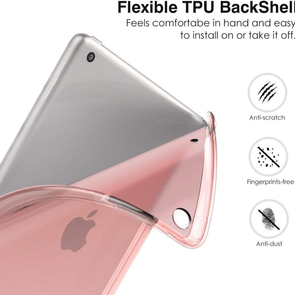 Etui til ny iPad 10.2 2019, beskyttelsescover i imiteret læder med gennemskinnelig