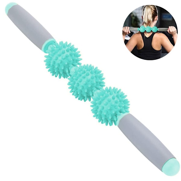 Fasciemassasjevals for cellulitter, muskelvalsestang, fettfrigivelse, grønn, tre kuler