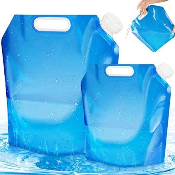 4 x hopfällbara vattenbehållare, bärbara, hopfällbara dricksvatten [2x5L + 2x10L] KLB