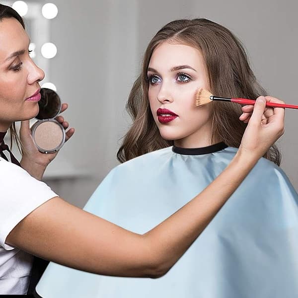 Makeup Cape, Beauty Salon Shorty Smock för Kunder, Salong Blå