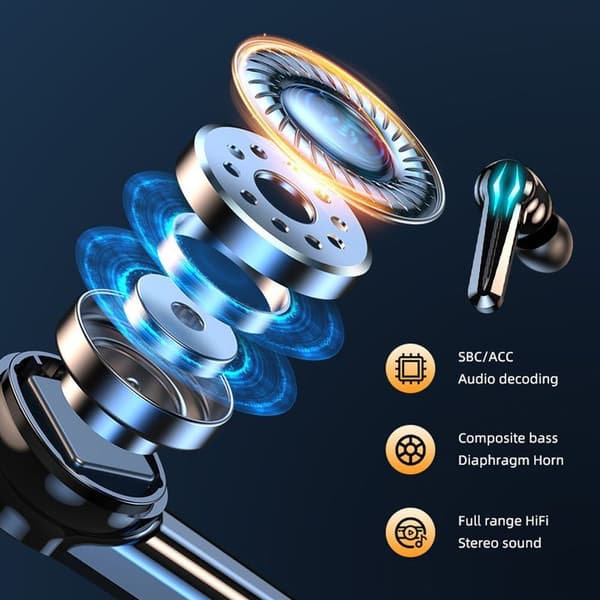 Langattomat nappikuulokkeet Bluetooth-kuulokkeet, LED-virranäyttö
