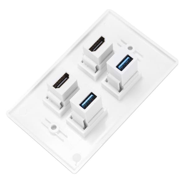 HDMI hun til hun, 2 USB-spænde, vægplade KLB