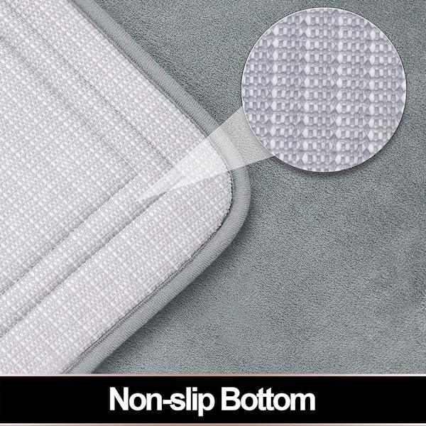 Memory Foam Bademåtte, Super Komfortabel Fløjls Badeværelse Tæppe, Absorberende, Skridsikker, Maskinvaskbar, 16x24 Tommer Kul Grå
