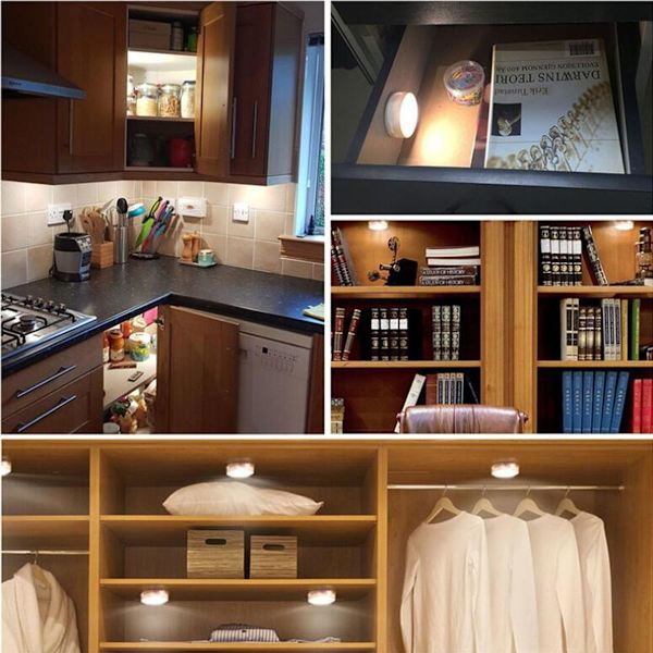 LED-spotlight med batteridrift og fjernkontroll, 3-pakning LED-spotlights KLB