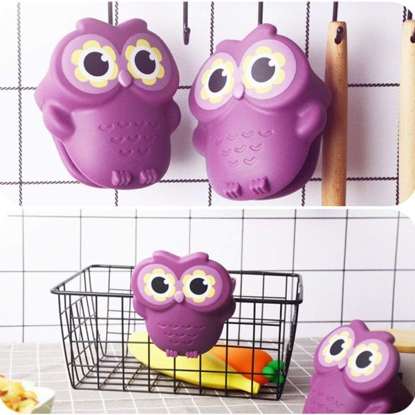 2kpl Mini Owl Gloves Hauskat silikoni-mikroaaltouunikintat
