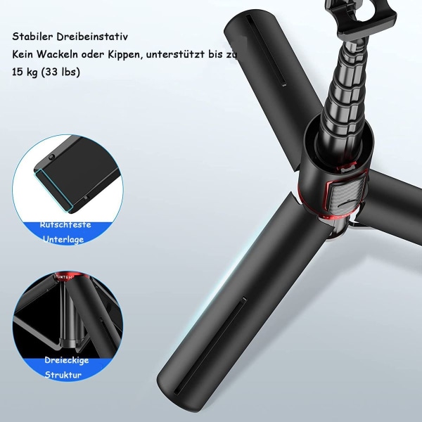 Bluetooth Selfie Stick Tripod, Expanderbar 3 i 1 Selfie Rod gjord av aluminium