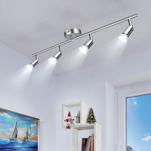 Hofuton LED-taklys 4 spots, justerbar takspotlight, taklysarmatur for soverom kjøkken, stue spisestue, gang