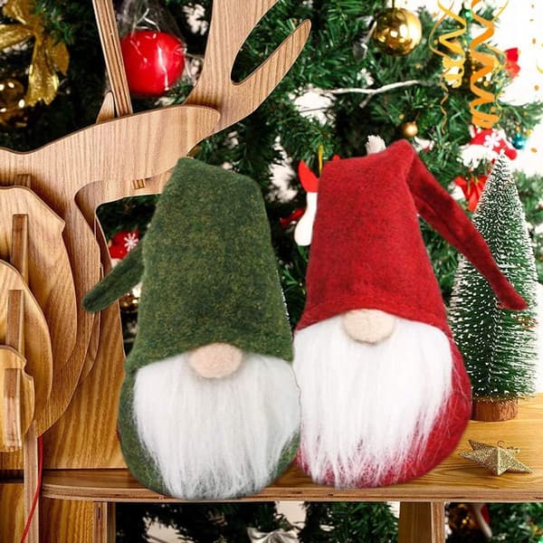 Jule nisse julepynt, 3 ansigtsløse håndlavede KLB