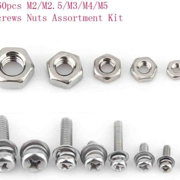160 kappaletta aluslevyä pyöreä pää M2 M2.5 M3 M4 M5 KLB