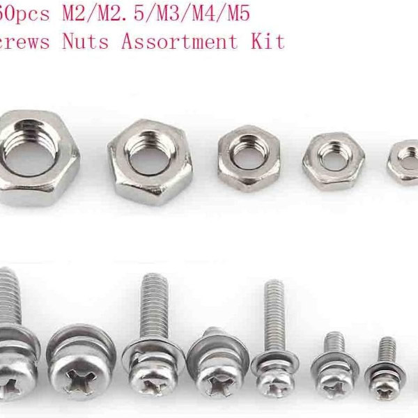160 stk. skivemøtrik rundhoved M2 M2.5 M3 M4 M5 KLB