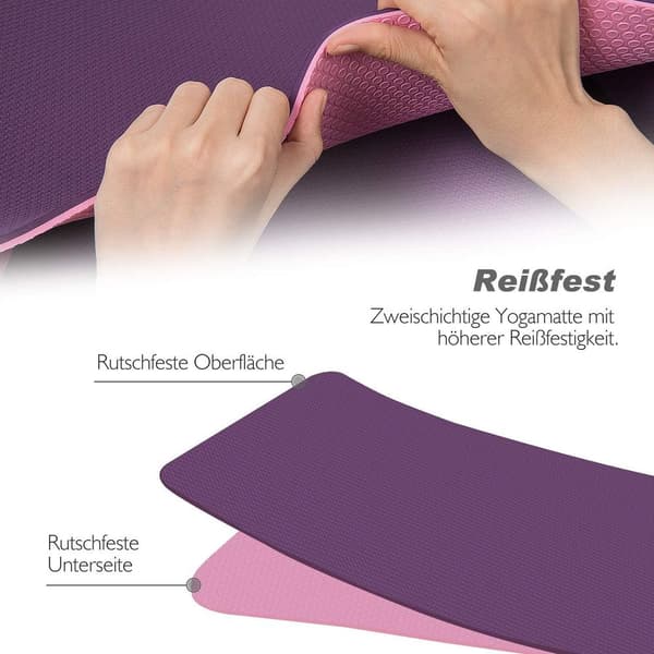 TOPLUS yogamatta: Vadderad och halkfri, inklusive bärrem