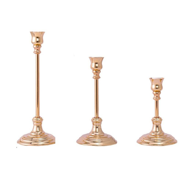 Koniska ljusstakar Set om 3 Guld Ljusstakar Set Vintage Modern