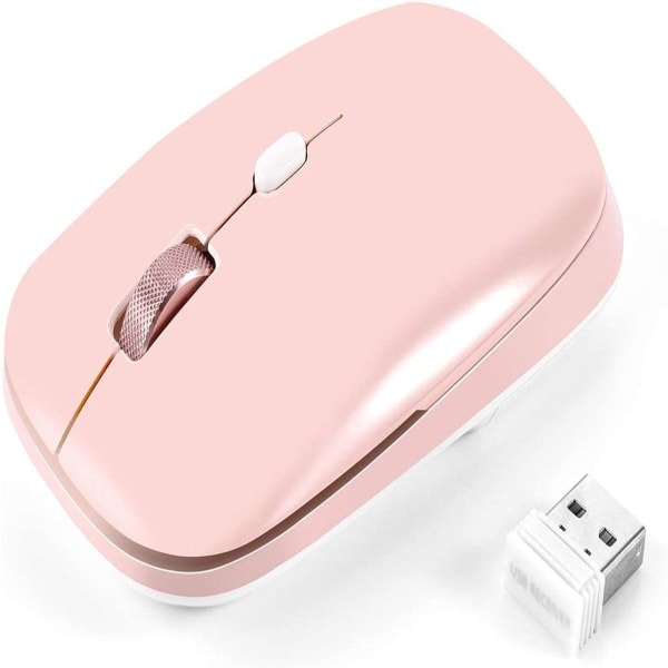 2.4G lydløs mus med USB-mottaker, egnet for