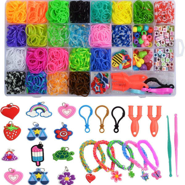Loom Ribbon Craft Kit, 1600+ farverigt gummibånd startsæt DIY Craft Colorful KLB