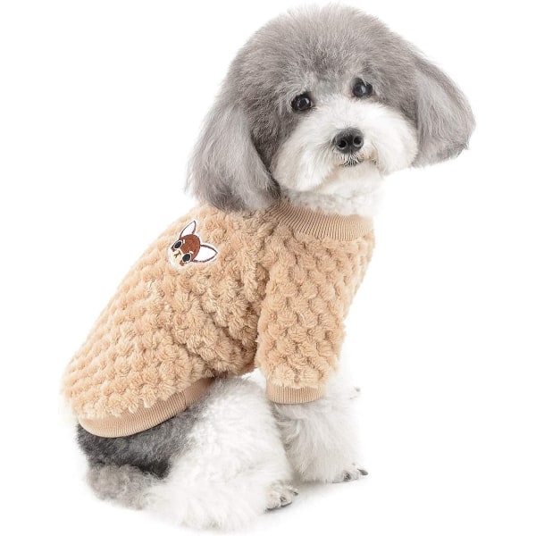 Sweater til små hunde/katte fleecefrakker Vinter varme pullovere Pet Jumper Puppy Jakke Skjorte Sweatshirt Tøj Brun M