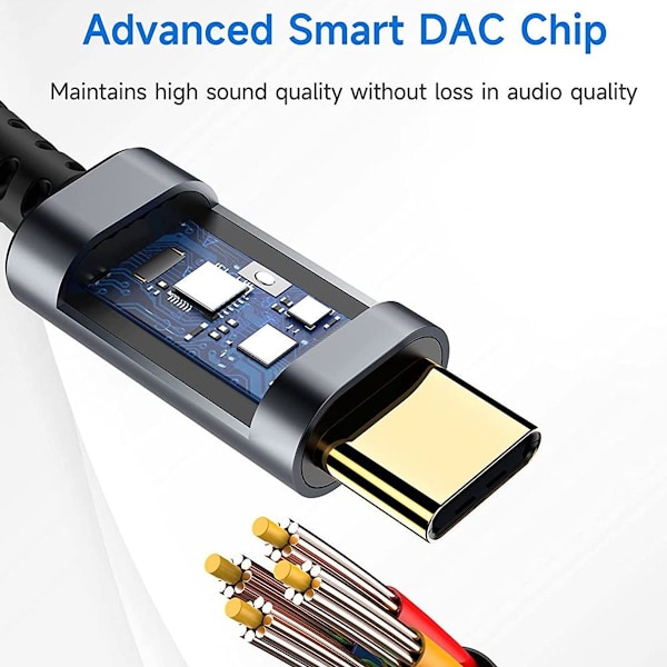 USB-C til 3,5 mm Hovedtelefonadapter (2-pak), USB Sort