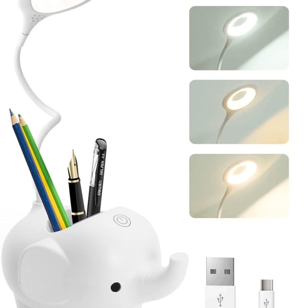 LED-bordslampa med pennhållare, trådlös touchkontrolllampa, justerbar KLB