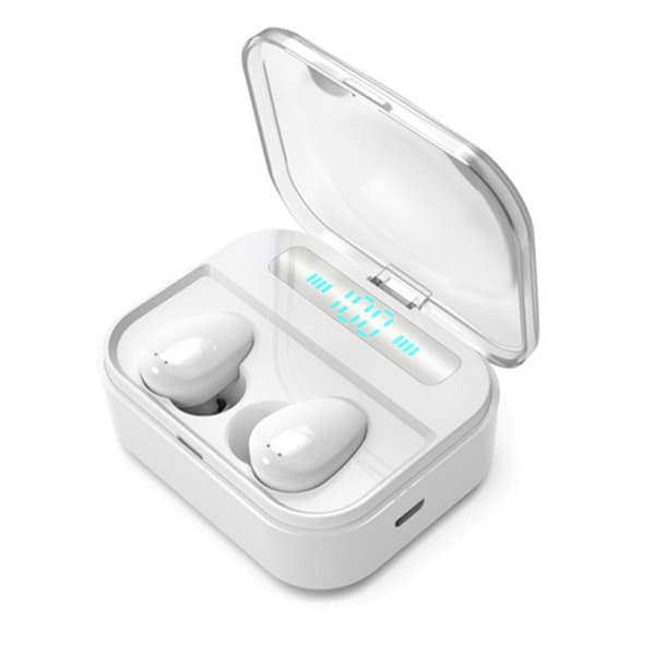 TWS Bluetooth 5.0 ørepropper True Wireless Stereo hodetelefoner hvite