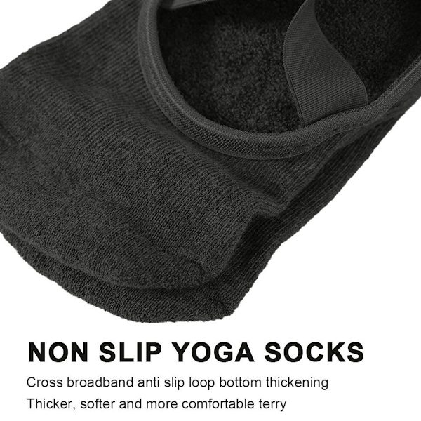 3 par yoga sokker til kvinder, skridsikre seler, ballet, sort KLB