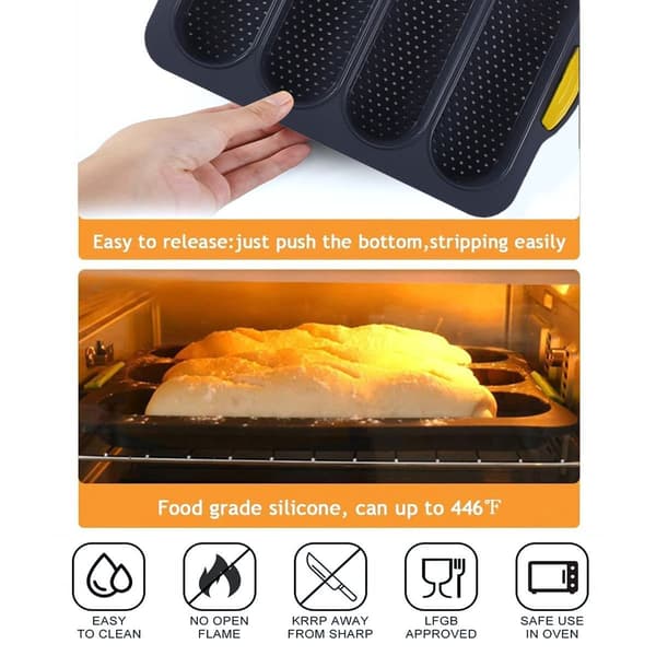 Silikone havregrynsform bageform til bagning af baguetter/hotdogboller, brødform