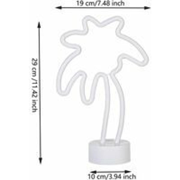 Palmetræ neon natlys med LED-base, batteri eller USB KLB