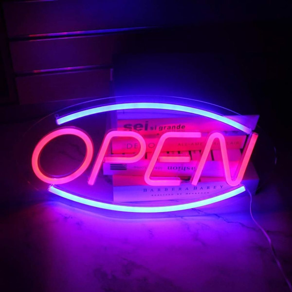 Neon Open -kyltti - Vilkkuva elektroninen valaistus baareille KLB