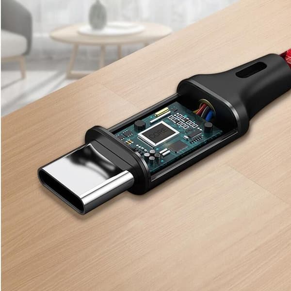 3 i 1 multifunksjonell ladekabel for iOS, Android og rød