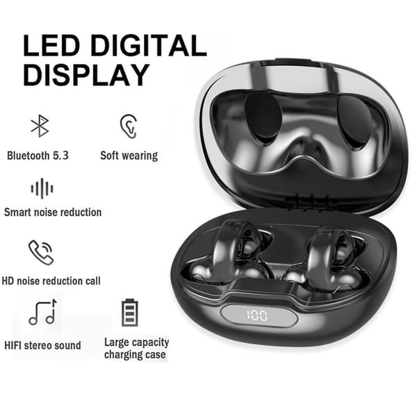 Trådløse Bluetooth-øretelefoner med luftledning i sort