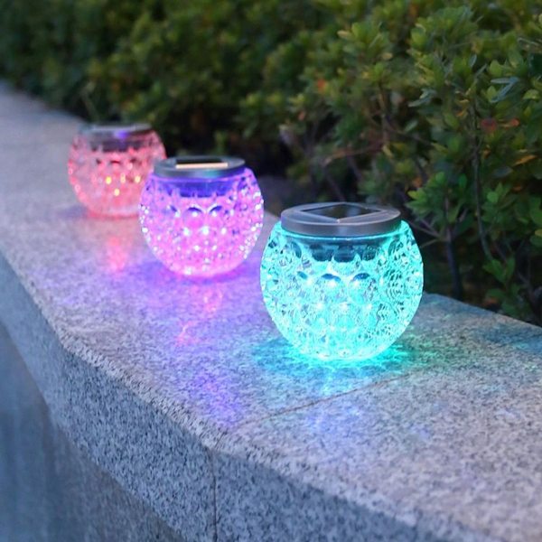 Solar Wish Light Utendørs Glass Hagedekorasjon (Farget Lys)