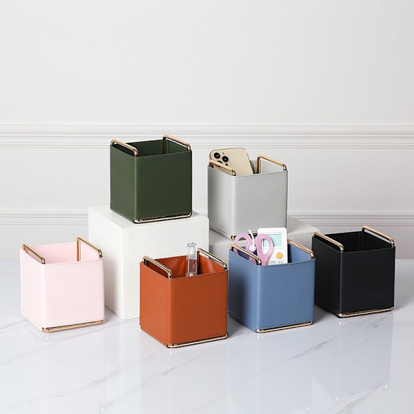 Læder penneholder, pennebeholder og organizer til Essential Pink