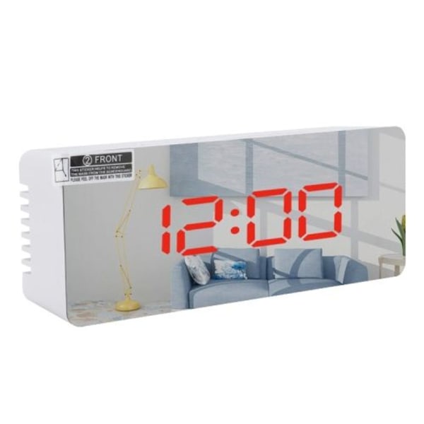 TS-S69-R Multifunktionell LED-väckarklocka Batteridriven Dubbel funktion Spegel Mak