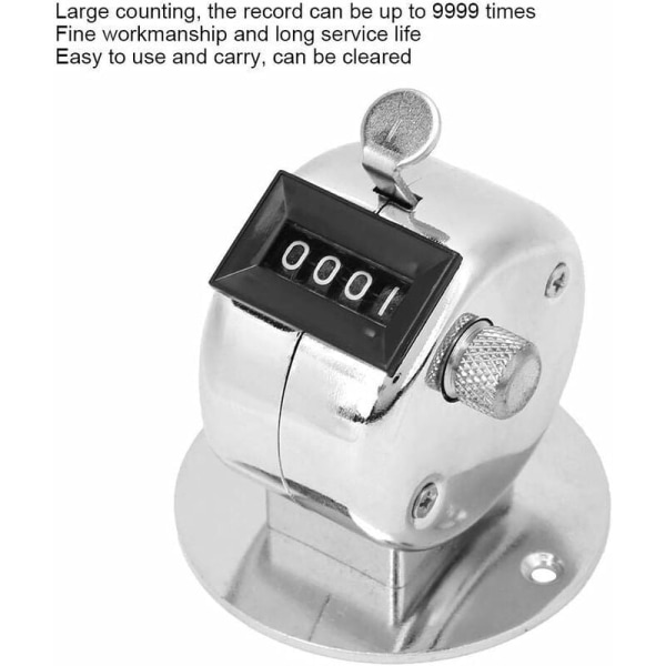 Silver Metal Hand Counter Mekanisk Palm Counter 4-siffrig Hand Counter Sports Trainer Tillbehör KLB