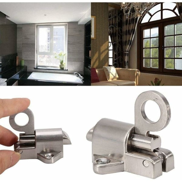 Skjutdörrslås, 1 silvergrå aluminiumlegering låshaspa, liten förtjockad fjäderlås för badrumsdörr KLB