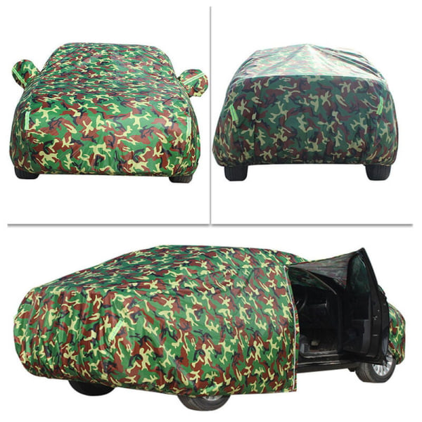 Heltäckande bilöverdrag SUV Vattentät Sol UV Snö Damm Regnöverdrag，Oxfordtyg Sedans upp till 440cm(Färg : Camouflage) KLB