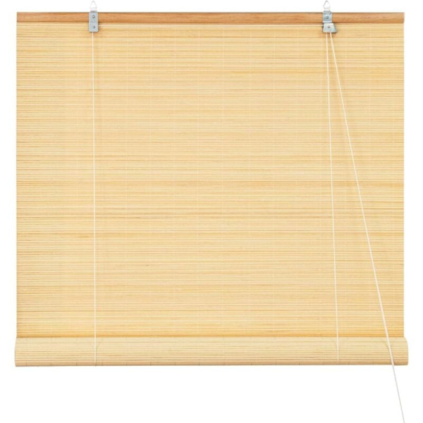Bambus rullegardin uten boring, Sol- og synsbeskyttelse, Sidetrekk rullegardin uten boring, for vinduer og dører 60 x 100cm, Nature KLB