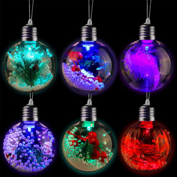 6-delad LED-julkula med lampor Julgranskulaljus KLB