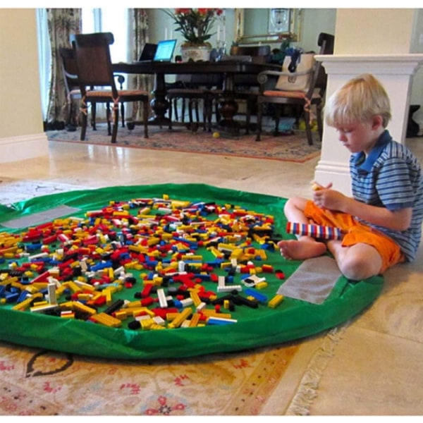 60 tuuman 150 cm (vihreä) lasten leikkimatto Baby kokoontaitettava lelujen säilytyspussi lapsille Lasten maton lelujen organizer