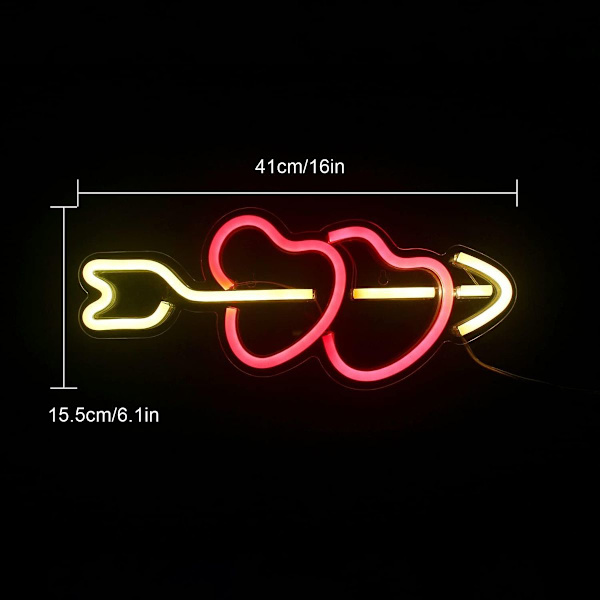 LED-neonskyltar Amor, rött hjärta, neonvägg KLB