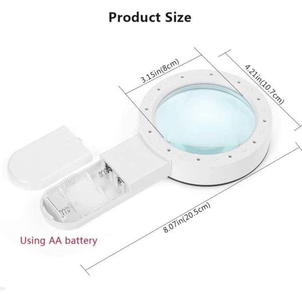 Forstørrelsesglass med 12 LED-lys - 30x forstørrelseslinser, leselupe med lys for lesing, inspeksjon, hobby, urmakeri, mynter, smykker