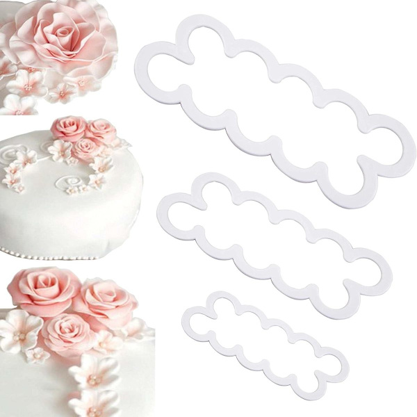 Sett med 3 rosekutter fondant blomsterkakekutter kakeform kakeform baking