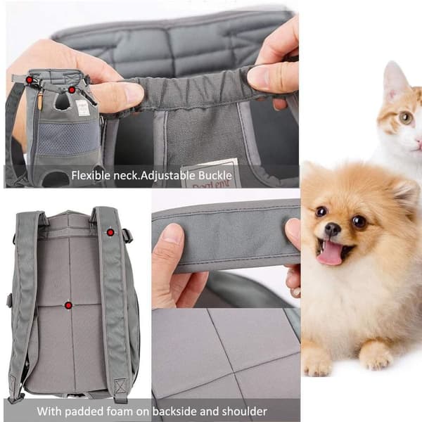 Hunde ryggsekk - Medium, justerbar (grå)