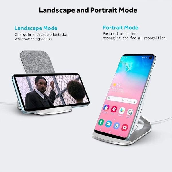 Rask trådløs lader, 10W sølv trådløs ladestasjon