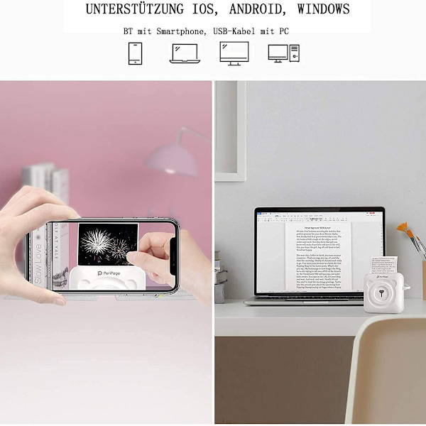 Mini Fotoprinter - Bluetooth, Termisk Papir - 203 DPI - iOS, Android, Windows - Brun