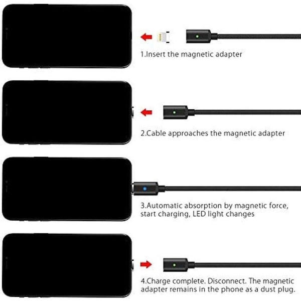 LAMA magnetisk USB C ladekabel [3 stk 1,5M] magnet svart KLB