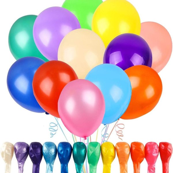 120 ballonger i olika färger, 12 tum, 12 typer av regnbågar