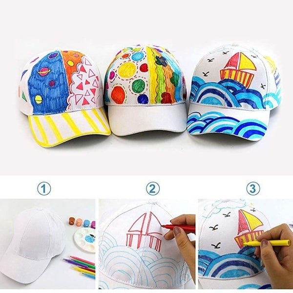 Tee-se-itse cap lapsille, valkoinen Lasten baseball-lippikset Lippikset Tyhjä Doodle- cap