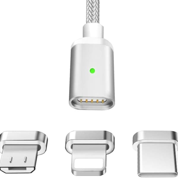 Magnetisk USB-C ladekabel [3-pakning 1,5 m] Magnet Type C sølv