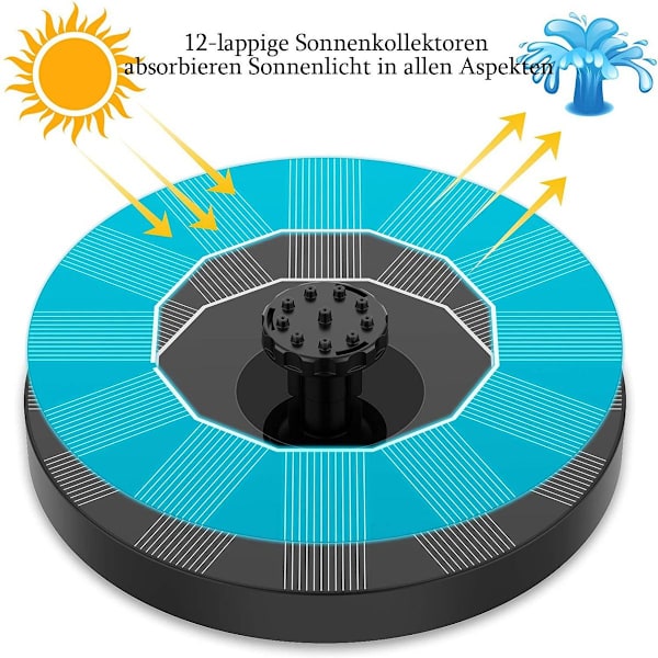 2,5W Solcelledrevet Springvandspumpe - Flydende Fuglebad
